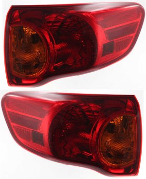 Outer Tail Light Assembly Pair/Set for 2009-2010 Toyota Corolla, Left (Driver) and Right (Passenger), Suitable for Canada-Built Vehicles, Replacement