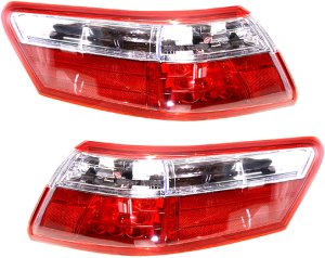 Tail Light Pair/Set for Toyota Camry 2007-2009, Hybrid Model, Right (Passenger) and Left (Driver) Outer, Lens and Housing, LED, for Japan/USA Built Vehicles, Replacement