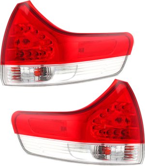 Outer Tail Light Assembly for 2011-2014 Toyota Sienna, Right (Passenger) and Left (Driver) Side, Halogen, Pair/Set of 2 Replacement