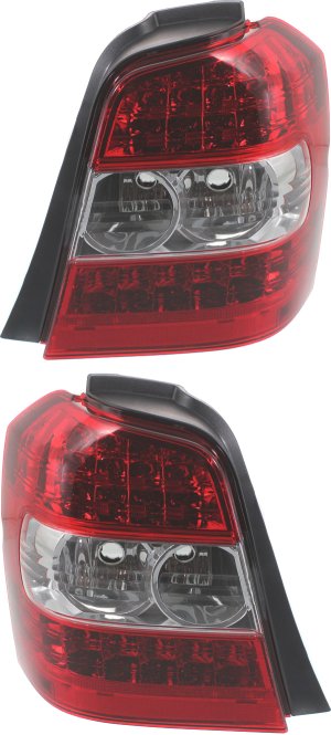 Tail Light Pair/Set for 2006-2007 Toyota Highlander Hybrid Model, Right (Passenger) and Left (Driver), Clear and Red Lens, Lens and Housing, Replacement