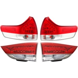 Tail Light Assembly for 2012-2014 Toyota Sienna, Right (Passenger) and Left (Driver), Inner and Outer, Halogen, Pair/Set of 4, Replacement