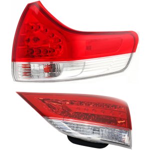 Tail Light Assembly for Toyota Sienna 2012-2014, Right (Passenger) Outer Halogen, Set of 2, Replacement