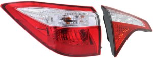 Tail Light Set for Toyota Corolla 2014-2016, Inner and Outer, Left (Driver) Side with Back Up Light, Replacement Set of 2