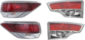 Tail Light Assembly for 2014-2017 Toyota Highlander, Pair/Set of 4, Inner and Outer, Right (Passenger) and Left (Driver), Replacement