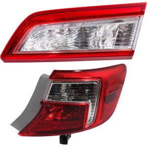 Tail Light Assembly Set for 2012-2014 Toyota Camry, Right (Passenger) Inner and Outer, Red and Clear Lens Replacement