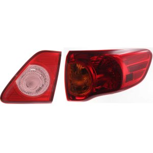 Tail Light Assembly for 2009-2010 Toyota Corolla, Right (Passenger) Outer Halogen Tail Light, Set of 2 Replacement