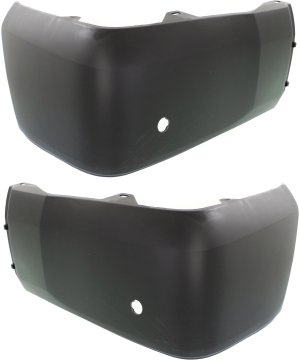 Rear Bumper End Pair/Set for 2014-2021 Toyota Tundra, Right (Passenger) and Left (Driver) Cover Extension, Textured Plastic/Resin Type, with Park Assist Sensor Holes Replacement