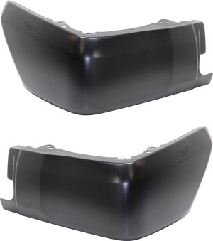 Rear Bumper End Extension Pair/Set for Toyota Tundra 2014-2021, Right (Passenger) and Left (Driver), Textured Steel Bumper without Parking Aid Sensor Holes, Replacement