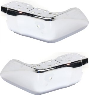 Rear Bumper End Extension Pair/Set for Toyota Tundra 2014-2021, Right (Passenger) and Left (Driver), Chrome Steel Bumper with Park Assist Sensor Holes, Replacement