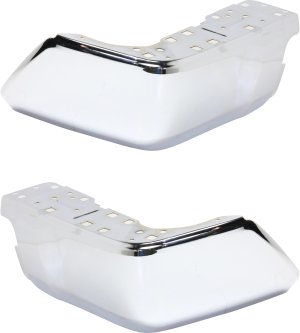 Rear Bumper End Extension Pair/Set for Toyota Tundra 2014-2021, Right (Passenger) and Left (Driver), Chrome Steel Bumper, Without Sensor Holes, Replacement