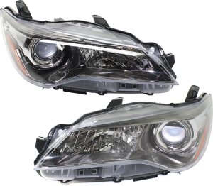 Headlight Assembly Pair/Set for 2015-2017 Toyota Camry, Includes Right (Passenger) and Left (Driver) Halogen Headlights, Replacement