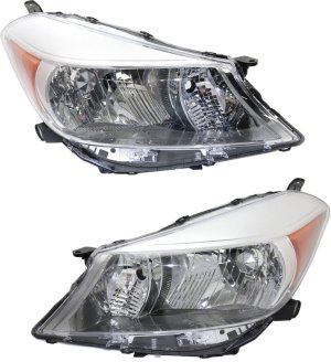 Headlight Pair/Set for 2012-2014 Toyota Yaris, Includes Right (Passenger) and Left (Driver) Lights, Replacement