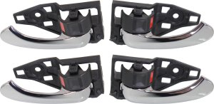 Interior Door Handle Pair/Set of 4 for Toyota Camry 2007-2011, Front and Rear, Right (Passenger) and Left (Driver), Chrome Lever and Black Knob, for Japan/USA Built Vehicle Replacement
