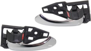 Front Interior Door Handle Pair/Set for 2007-2011 Toyota Camry, Right (Passenger) and Left (Driver), Chrome Lever and Black Knob, for Japan/USA Built Vehicle Replacement