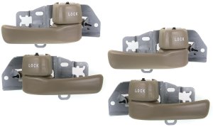 Front and Rear Interior Door Handle Pair/Set for Toyota Camry 1992-1996, Right (Passenger) and Left (Driver), Beige (Taupe) Color, Without Case, Made of Plastic and Metal, Light Replacement