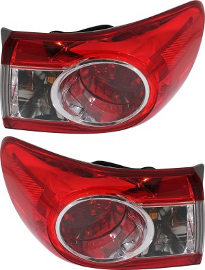 Tail Light Assembly for Toyota Corolla 2011-2013, Right (Passenger) and Left (Driver), Halogen, Pair/Set of 2 Replacement