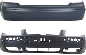 Front and Rear Bumper Cover Set for 1999-2005 Volkswagen Jetta, Sedan, Primed (Ready to Paint), Replacement