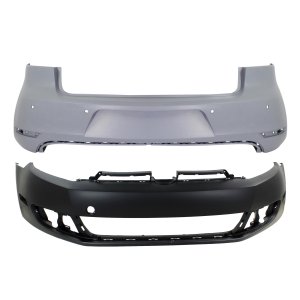 Front and Rear Bumper Cover for 2010-2014 Volkswagen Golf/GTI, Primed (Ready to Paint), Set of 2 Replacement Set