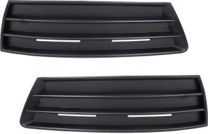 Front Fog Light Cover Pair/Set for Volkswagen CC (2009-2012), Passat CC (2009-2010), Right (Passenger) & Left (Driver) Side Bumper Grille, Textured Black, Replacement