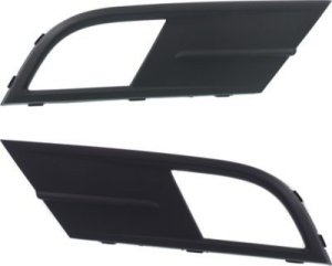 Front Fog Light Molding Pair/Set for 2015-2018 Volkswagen Jetta, Right (Passenger) and Left (Driver), Textured Black without Block Heater, Replacement