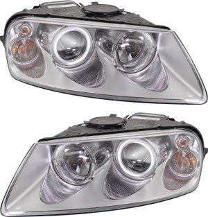 Headlight Assembly for Volkswagen Touareg 2004-2007, Right (Passenger) and Left (Driver), Halogen, Excludes V10 TDI Engine, Replacement Pair/Set