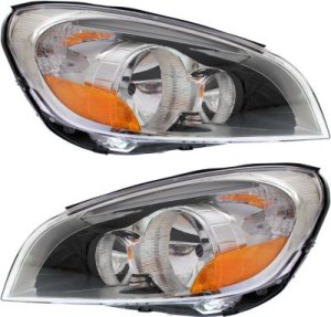 Headlight Assembly Pair/Set for Volvo S60 2011-2013, Includes Right (Passenger) and Left (Driver) Halogen Headlight Assembly Replacement
