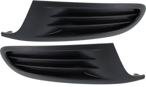 Front Fog Light Cover for Volkswagen Golf 2010-2014, Golf R 2012-2013, Right (Passenger) and Left (Driver), Textured Dark Gray, without Fog Light Hole, Replacement Pair/Set