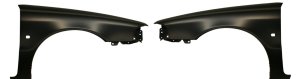 Front Fender Pair/Set for 2000 Volvo S40, Right (Passenger) and Left (Driver), Primed (Ready to Paint), with Signal Light Hole, Replacement