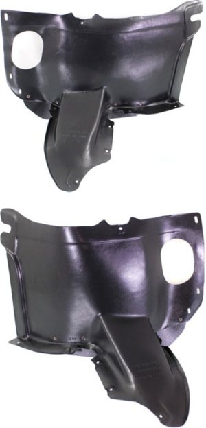 Front Fender Liner Pair/Set for Volkswagen Golf/GTI 2010-2014, Right (Passenger) and Left (Driver) Front Section, with Hole, Hatchback Replacement