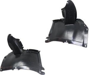 Front Fender Liner Pair/Set for Volkswagen Golf/Jetta Wagon 2010-2014, Right (Passenger) and Left (Driver) Front Section, 5-Speed Transmission, Plastic, Replacement