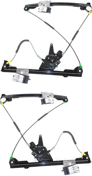 Front Window Regulator Pair/Set for 1995-2002 Volkswagen Cabrio, Right (Passenger) and Left (Driver), Power, Without Motor, Replacement