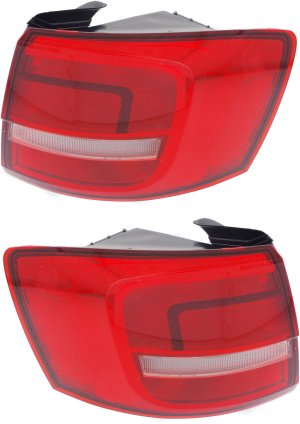 Tail Light Assembly Pair/Set for Volkswagen Jetta 2015-2015, Right (Passenger) and Left (Driver), Outer, Clear & Red Lens, Replacement