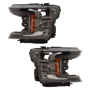Headlight Assembly Pair/Set for Ford F-150 Pickup 2018-2020, Right (Passenger) and Left (Driver), Halogen, Suitable for Lariat, XL, XLT Models, All Cab Types, Replacement