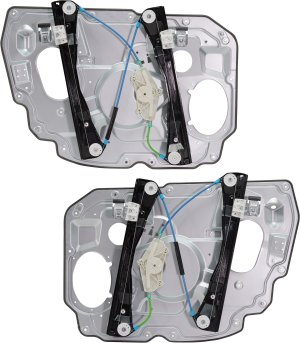 Front Window Regulator Pair/Set of 2 for 2005-2007 Ford Five Hundred/Mercury Montego, Right (Passenger) and Left (Driver), Power, without Motor, with Panel, Replacement