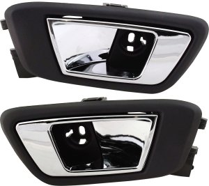 Rear Door Handle Pair/Set for Ford Fiesta 2014-2019, Right (Passenger) and Left (Driver), Inside, Chrome/Textured Black, Compatible with 2014-2016 SE/ST/Titanium Models, Replacement