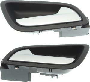 Rear Door Handle Pair/Set for Ford CMax (2013-2018) / Ford Escape (2013-2019), Right (Passenger) and Left (Driver), Inside Silver Lever with Black Housing, For SE/SEL/Titanium Models, Replacement
