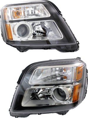 Headlight Assembly Pair/Set for 2016-2017 GMC Terrain Denali Model, Right (Passenger) and Left (Driver) Side Replacement