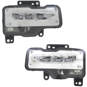 Front Fog Light Assembly Pair/Set for GMC Sierra 1500 (2016-2018), Sierra 1500 Limited (2019), Halogen, Right (Passenger) and Left (Driver), Replacement