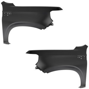Front Fender Pair/Set for GMC Yukon/Yukon XL 2021-2023, Right (Passenger) and Left (Driver), Black Steel, without Light Hole, Replacement