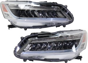 Headlight Assembly for 2017 Honda Accord Hybrid Model, Pair/Set of 2, Right (Passenger) and Left (Driver) LED, Replacement