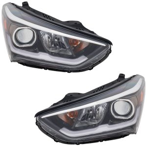 Headlight Halogen Pair/Set for Hyundai Santa Fe 2017-2018 & Santa Fe XL 2017-2019, Right (Passenger) & Left (Driver), Replacement