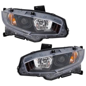 Headlight Assembly Pair/Set for 2019-2021 Honda Civic EX/EX-L/LX/Sport Models, Coupe/Sedan, Halogen, North America Built Vehicle, Left (Driver) and Right (Passenger), Replacement