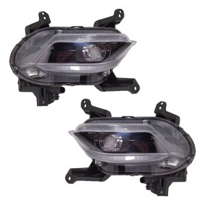 Front Fog Light Assembly Pair/Set for 2019-2020 Hyundai Santa Fe, Right (Passenger) and Left (Driver), LED, Replacement