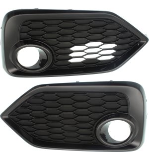 Front Fog Light Molding Pair/Set for 2017-2019 Honda Civic, Primed (Ready to Paint), Right (Passenger) and Left (Driver) Side Garnish, With or Without ACC, Excluding Type R Model, for HB/Si, Coupe/Sedan - Replacement