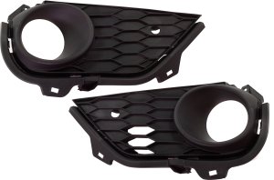 Front Fog Light Molding Pair/Set for Honda Pilot 2019-2022, Right (Passenger) and Left (Driver), Black, with Parking Aid Sensor, Replacement