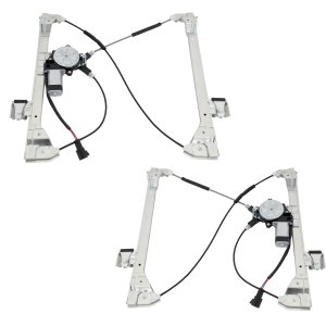 Pair/Set - Front Window Regulator with Motor for HUMMER H2, 2003-2009, Right (Passenger) and Left (Driver), Power, Base Model, Replacement Set