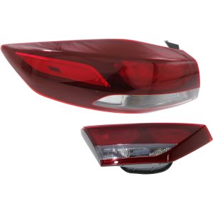 Tail Light Assembly for Hyundai Elantra 2017-2018, Left (Driver) Inner and Outer, Halogen, USA Built Vehicle Replacement Set