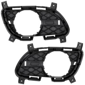 Front Fog Light Molding Pair/Set for 2011-2013 Infiniti G37/2014-2015 Q60, Right (Passenger) and Left (Driver), Inner, Textured Black Cover Finisher, Standard Type without Sport Package, Replacement