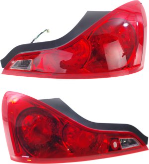 Tail Light Assembly Pair/Set for Infiniti 2008-2013 G37 Coupe, 2014-2015 Q60 Coupe, Right (Passenger) and Left (Driver) Side, Replacement