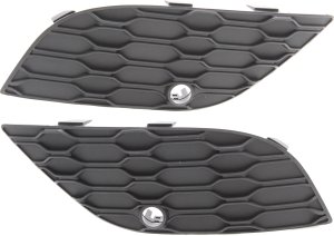 Front Bumper Grille Molding Pair/Set for Jeep Grand Cherokee 2017-2021, Right (Passenger) and Left (Driver) Bezels, Textured, with Intelligent Park Assist System, Summit Model, Replacement